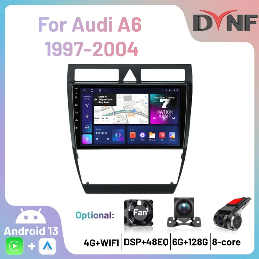2 Din Autoradio 4G Android 13 Wifi Wireless Carplay Lettore Stereo Multimediale Navigazione Gps Autoradio Per Audi A6 1997-2004