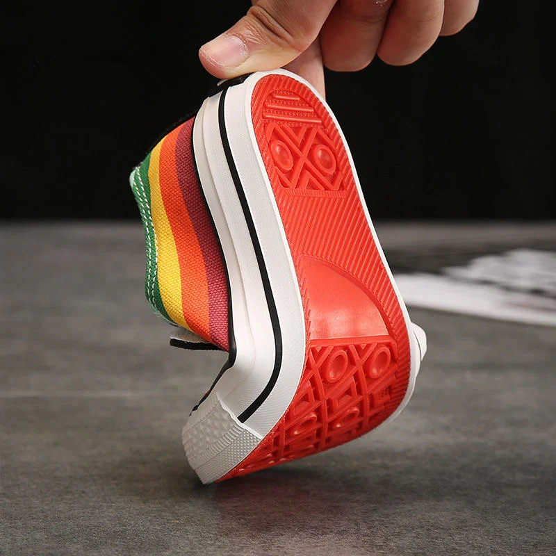 Kids Shoes for Girl Autumn New Children's High-top Canvas Shoes Casual Wild Boys Sneakers Girls Rainbow