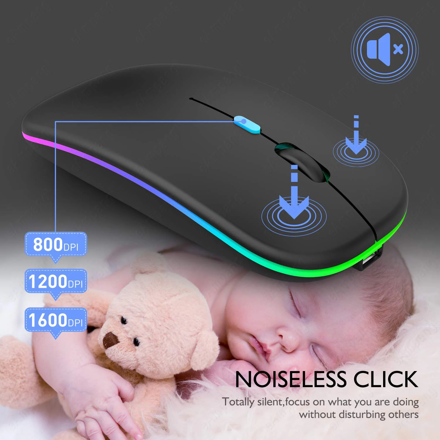 5.2 BT Wireless Mouse For Apple Macbook Air Xiaomi Pro Huawei Matebook Laptop Notebook Computer iPad Tablet MatePad wireless mouse
