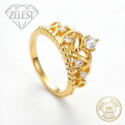 Elegant Gold - Plated Zircon Crown Ring - Women's Luxury Fashion Jewelry - 8 (Gold)