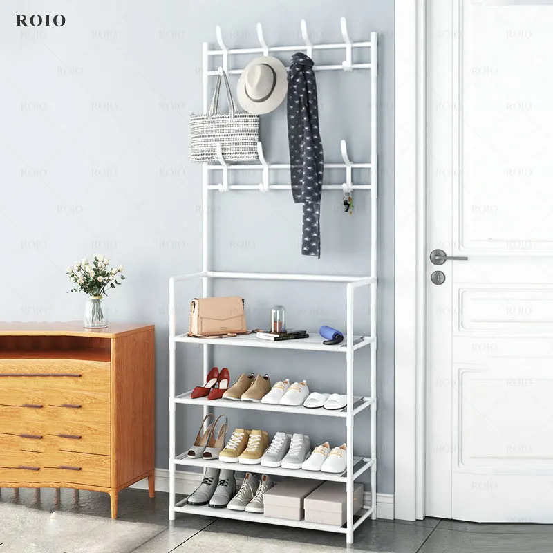 Floor Clothes Rack Multi-functional Shoes Organizer Shelves Indoor Balcony Home Furniture Shoe Cabinet DIY Large Hat Coat Rack