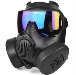 Enhanced Protective Full Face Respirator Mask for Outdoor Activities and Cosplay (Black - Color lens)