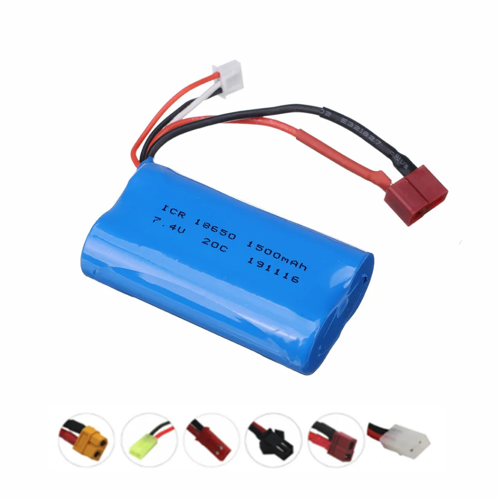 

18650 25C lipo Battery 7.4V 1500MAH 2s for Wltoys 12423 10428 12429 12401 12402 12402A RC Car Spare Parts charger 7.4V batteries
