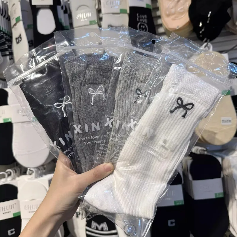 

Japanese Style Girls Long Socks Summer Hollow Out Mesh Breathable Lace Bow Socks JK Lolita Kawaii Bowknot Cute Socks Women