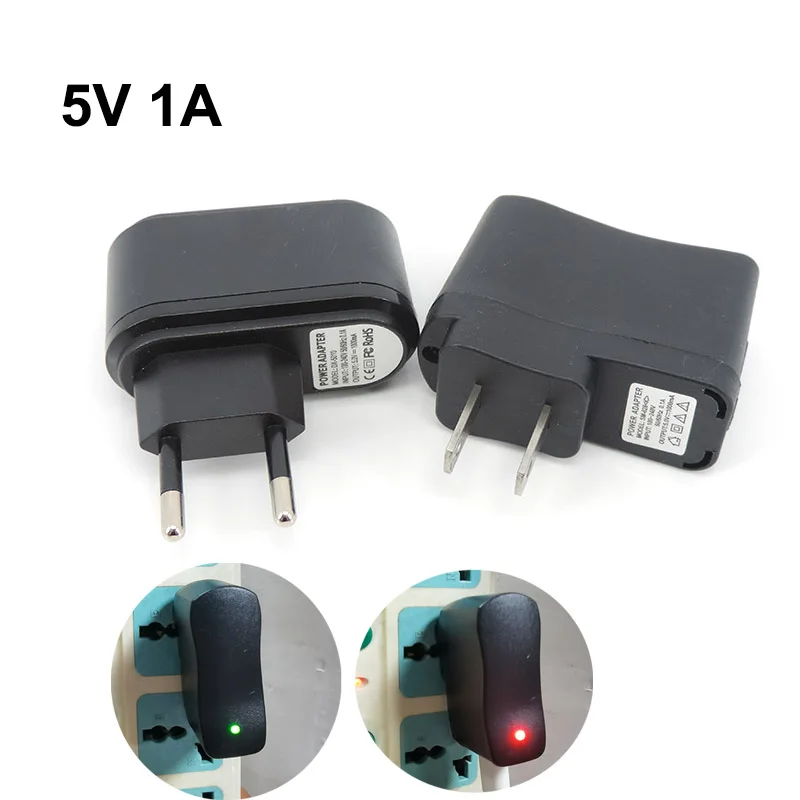 AC to DC 5V 1A 1000ma EU US plug USB port Charging Power Supply plug Adapter for led strip Wall Charger 110V 220V light
