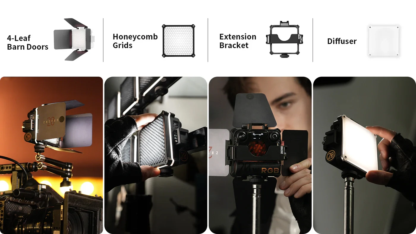 FIVERAY M20C M20 Combo RGB Video Light, 20W Portable Camera Light 2500K-10000K,