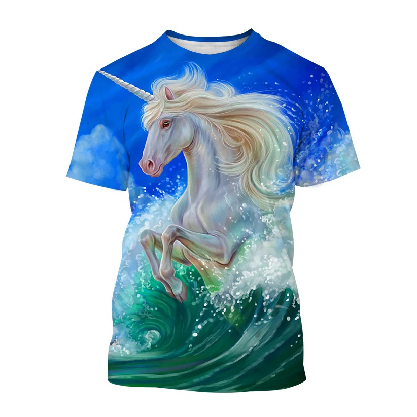 

Rainbow Unicorn 3D Printed T-shirt Summer Fashion Unisex Cute Animal Harajuku Short Sleeve Top
