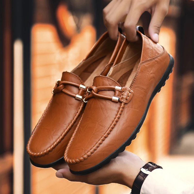 Spring Autumn Large Size 47 Men British Leather Shoes Designer Loafers Moccasins Men Soft Flats Driving Shoes Men's Formal