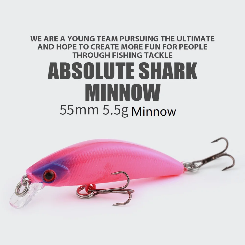 Minnow Fishing Lure 55mm/5.5g Sinking Wobbler Jig Hard Bait 3D Eyes Treble Hook bass Pesca SwimBait Fishing Tackle 1pcs