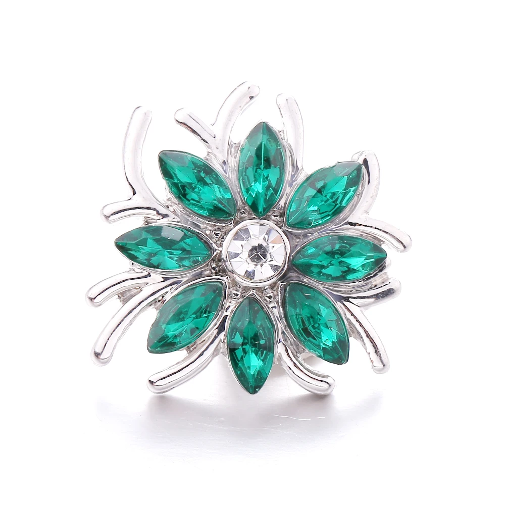 20pcs  New Snap Jewelry Crystal Rhinestone Flower 18mm Snap Buttons Fit Snap Bracelets Bangles Women Button Jewelry
