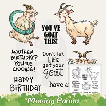 

Cartoon Cute Strong Goat Cutting Dies Clear Stamp Happy Birthday DIY Scrapbooking Template Stencil For Decor Paper Cards Album