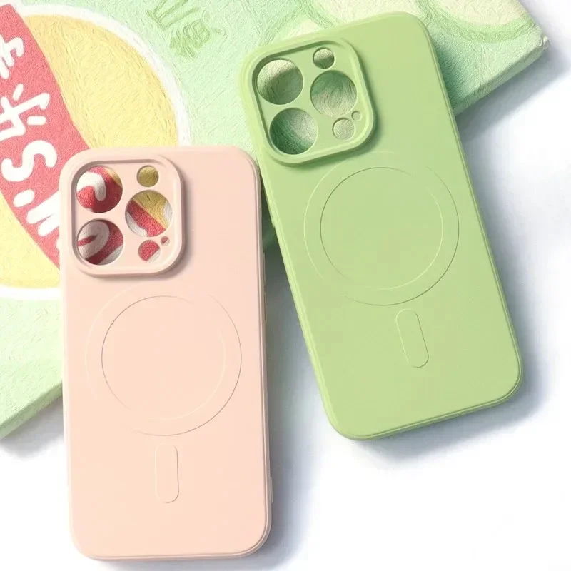 Liquid Silicone Magnetic Shockproof Back Cover with Wireless Charging Compatibility