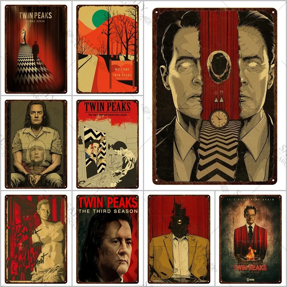 

Twin Peaks Movie Print Metal Plates Vintage Style Tin Sign Poster Horror Decor Metal Tin Sign Plaques Fashion Drama for Pub Bar
