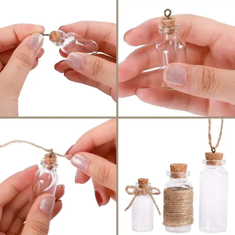 Small Bottle Tiny Clear Empty Wishing Glass Message Vial with Cork Stopper mini Containers
