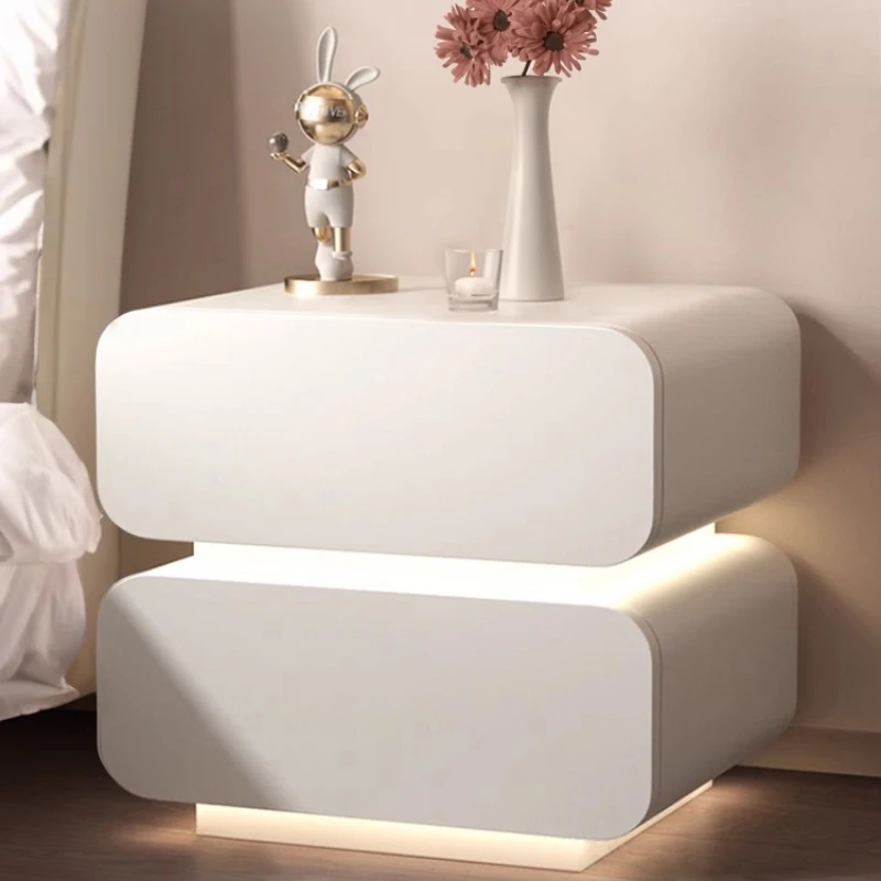 

Lamp ModernNightstand Bedroom White Storage Kawaii Vanity Aesthetic Nightstand Nightstand Cute Table De Chevet Home Furniture