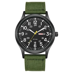 TPW Field Watch with Easy - Read Dial and Fabric Strap - Quartz Movement & 24 - Hour Display, 2024 Edition (Green Black 2)