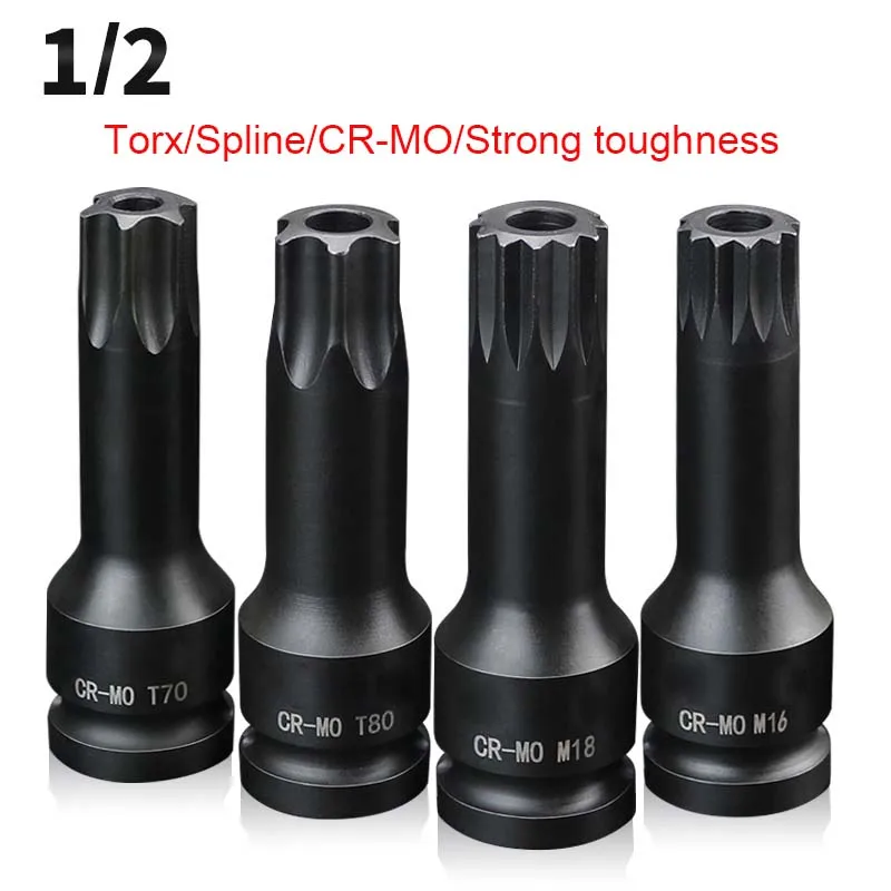 1PCS Torx Ʈ 1/2 ̺   T55 T60 T70 T80 T90 T100 TM14 M16 M18 ö MM  Ʈ ġ ũ ̹ Ʈ