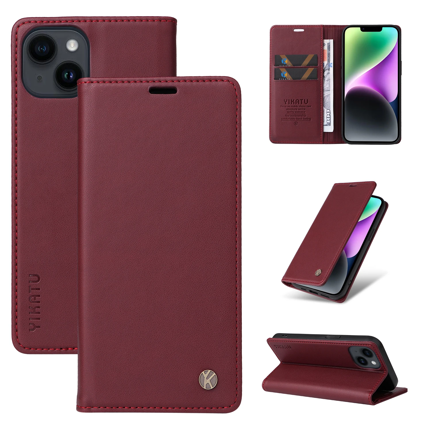 Elegant Leather Wallet Case with Magnetic Flip, Card Slots, and RFID Blocking Protection