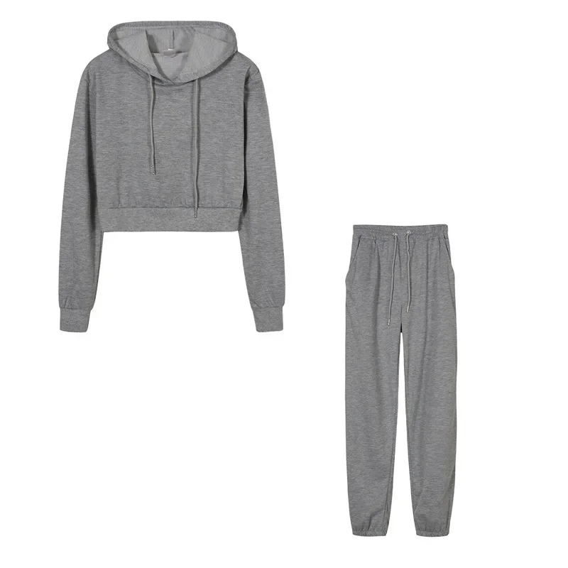 New 2024 Autumn and Winter New Women's Solid Color Hooded Long-sleeved Sweater Fleece Sports Fashion Trousers Casual Suit