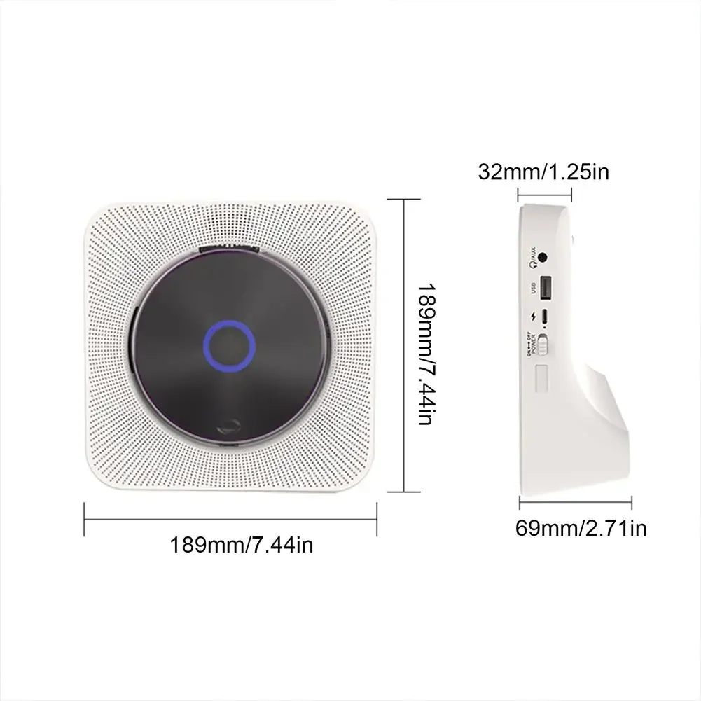 Portable CD Player Fm Radio Wall Mountable Retro Bluetooth-compatible Music Disc Album Bluetooth Boombox and LED Screen