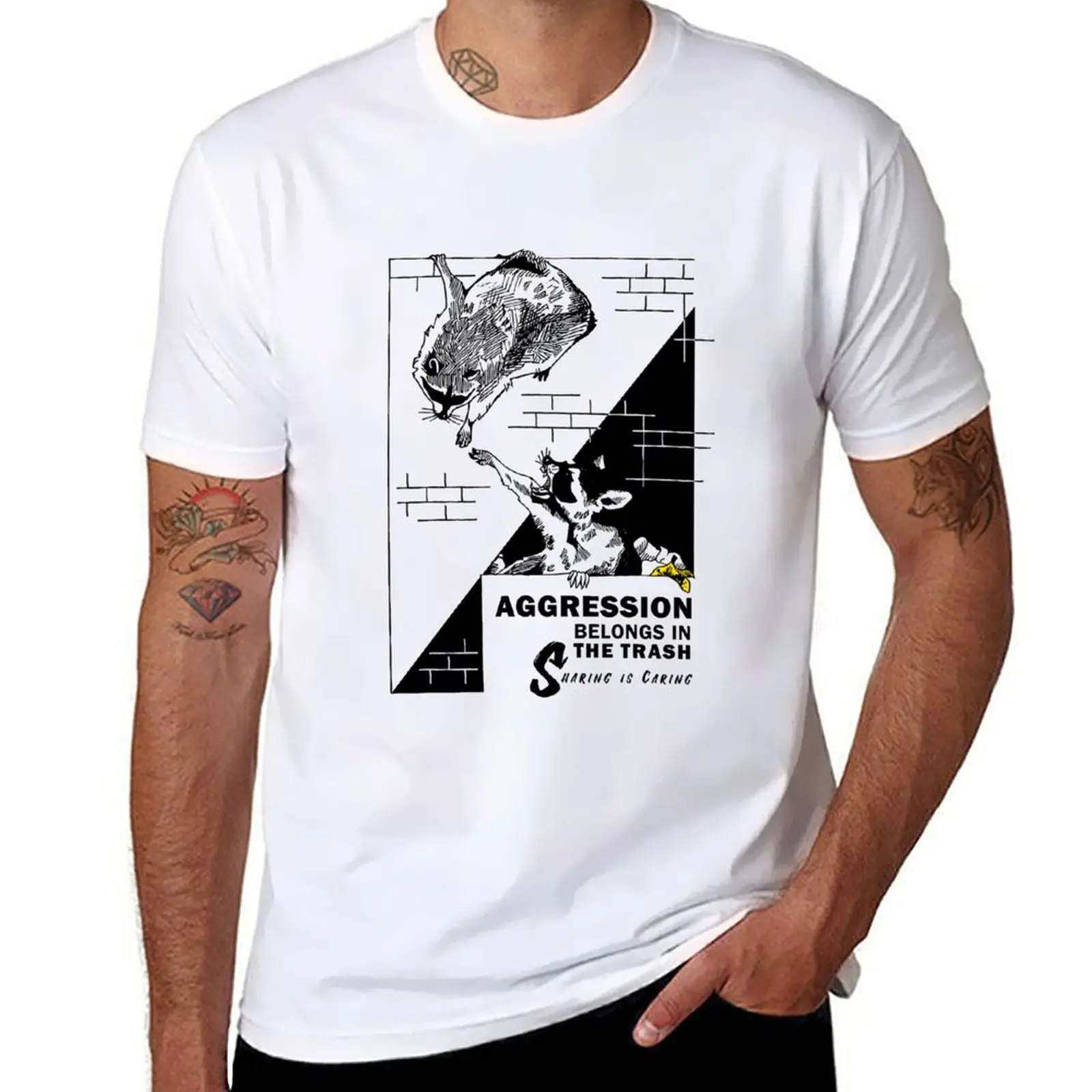 

New AGGRESSION BELONGS IN THE TRASH T-Shirt sweat shirt anime clothes men t shirt