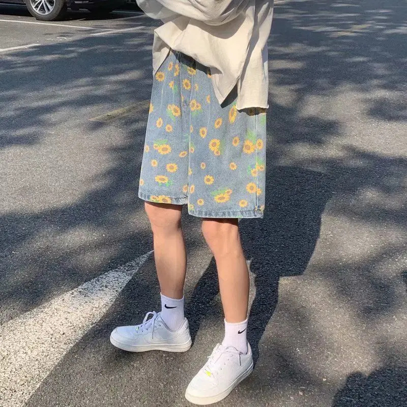 Little Daisy Denim Shorts Summer Internet Celebrity Ins Super Hot Five-Fifth Pants Wear Loose Casual Beach Pants Trendy Brand