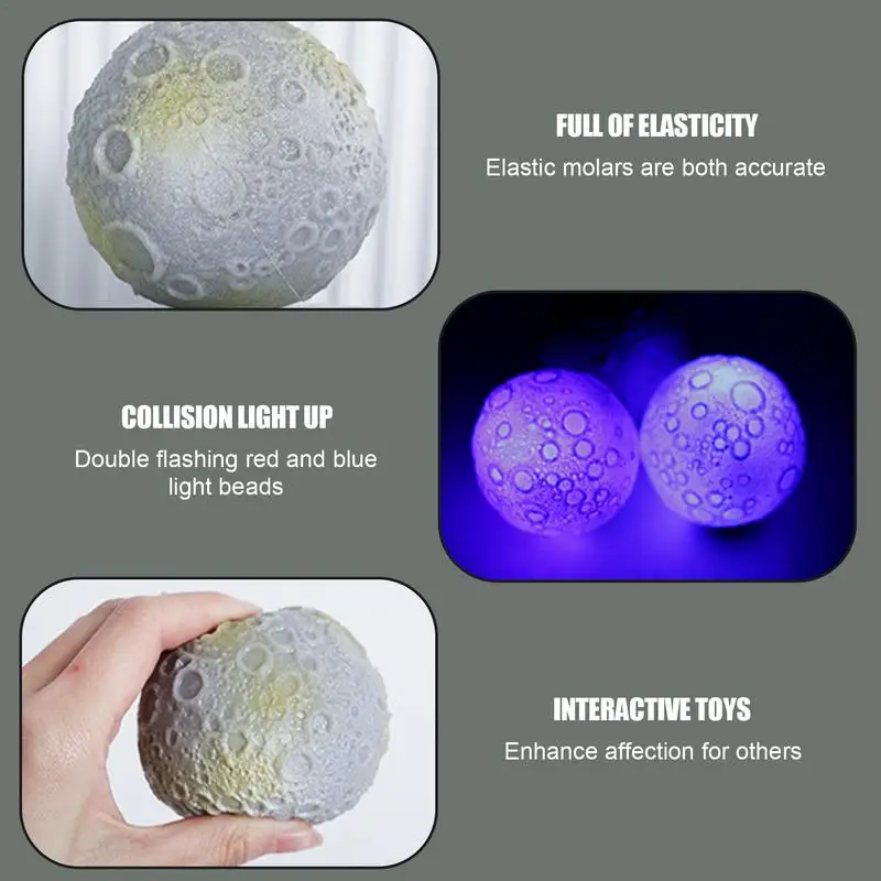Interactive Dog Ball Toy Dog Jumping Activation Toys Flashing Elastic Chew Toy Light Up Moon Pattern Enrichment Pet Supplies To 2