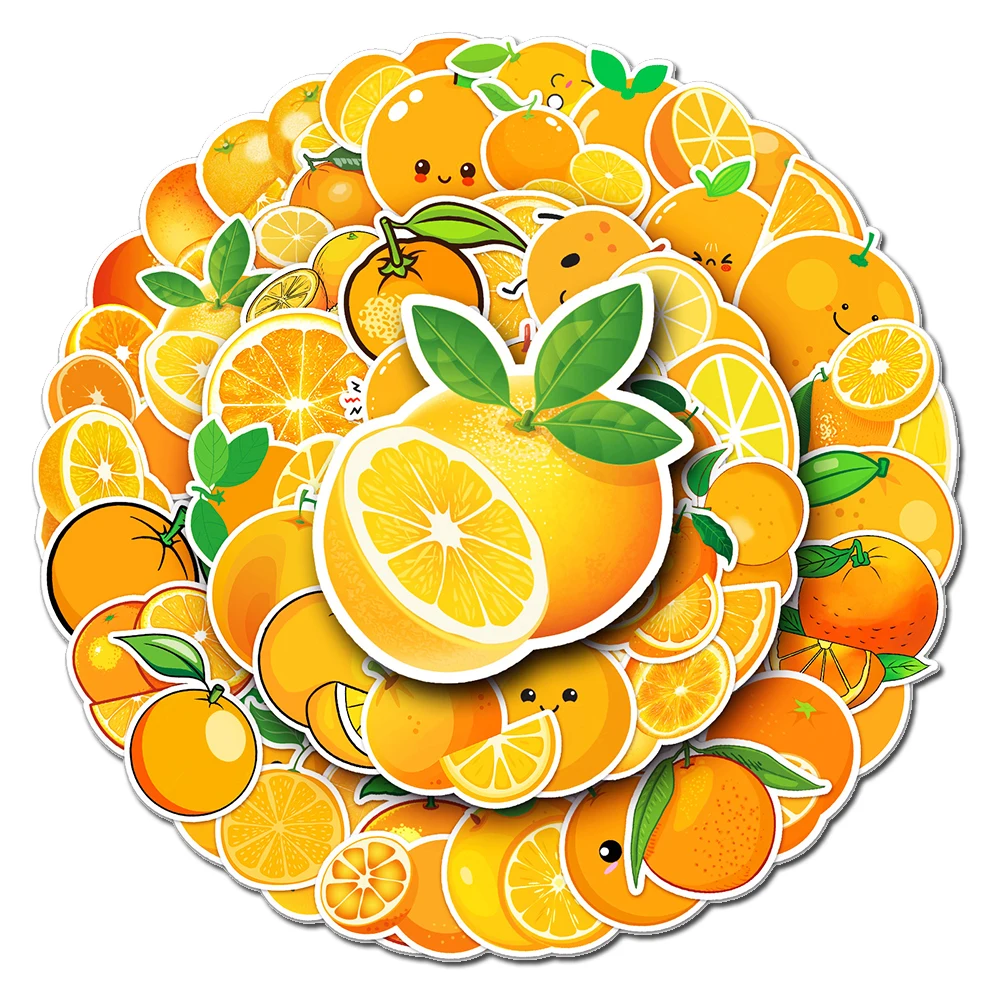 

10/30/50PCS Cartoon Fruit Orange Stickers Graffiti PVC Decals Waterproof DIY Fridge Laptop Phone Luggage Funny Sticker Toy Gift