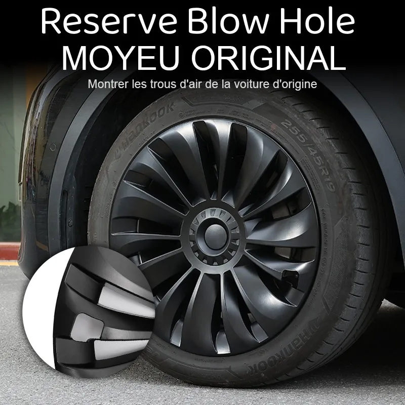 4PCS 19 Inch Wheel Caps Wheel Cover Performance Replacement Hub Cap Full Rim Cover Accessories for Tesla Model Y 2018 -