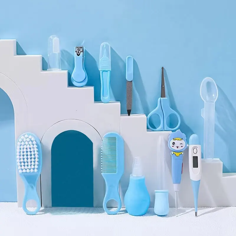 12 PCs Baby Care Kit Kids Hair Nail Healthcare Thermometer Grooming Brush Kit Clipper Scissors Kid Toiletries - Image 4