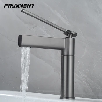 Bathroom Brass Basin Mixer Faucet Deck Mounted Single Handle Long Spout Hot And Cold Vessel Sink Water Taps FR631
