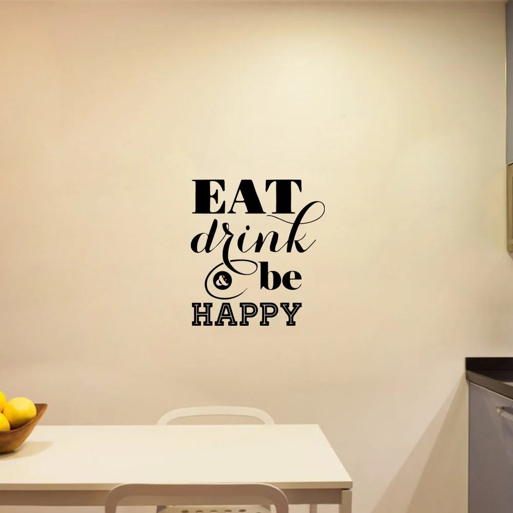 

1 pc eat drink be happy kitchen Waterproof Wall Stickers For Kids Room Living Room Home Decor Wall Art Sticker Murals