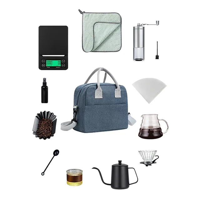 Storage Travel Hand Brewing Coffee Pot Set Hand Grinding Coffee Pot Full Set of Utensils Filter Cup Hand Brewing Pot Combination 4