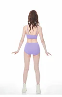 Jiamian Cat Purple Women's Three - Piece Bikini Swimsuit for Hot Springs, Separate Style with Long Sleeves and Tie - Up, Push - 2