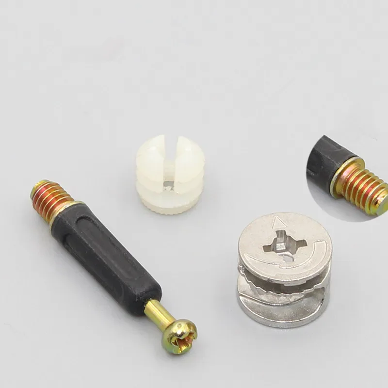 M6 Furniture Bolt and Nut Set 3 in1 Clothes Cabine Desk Link Fixer Connector Screw 40mm Length Woodworking Nut Hardware Fittings