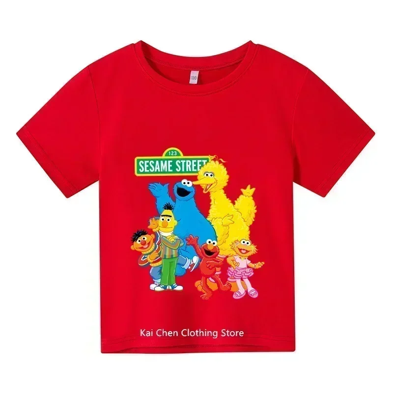 Kids Summer Short Sleeve Girls & Boys T shirt The Sesame Street Elmo Cartoon Print Children's T-shirt Funny Baby Clothes 5