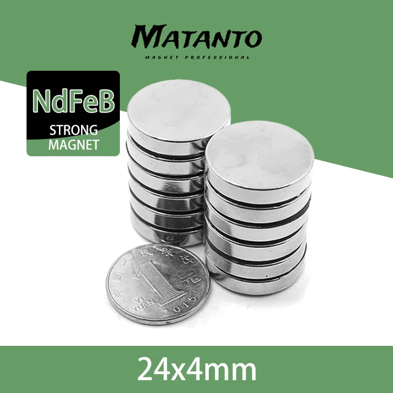 2-30PCS 24x4mm Spuer Strong Neodymium Magnet NdFeB Powerful Magnetic Small Round Rare Earth N35 Magnets Search Magnets