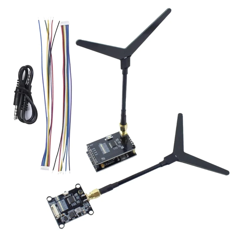 CPDD 1 Set 1.2/1.3GHz 0.1mW/25mW/200mW/800mW 9CH Transmitter VTX & Receiver VRX 1.6W with Cable for Racing Drones Quadcopter