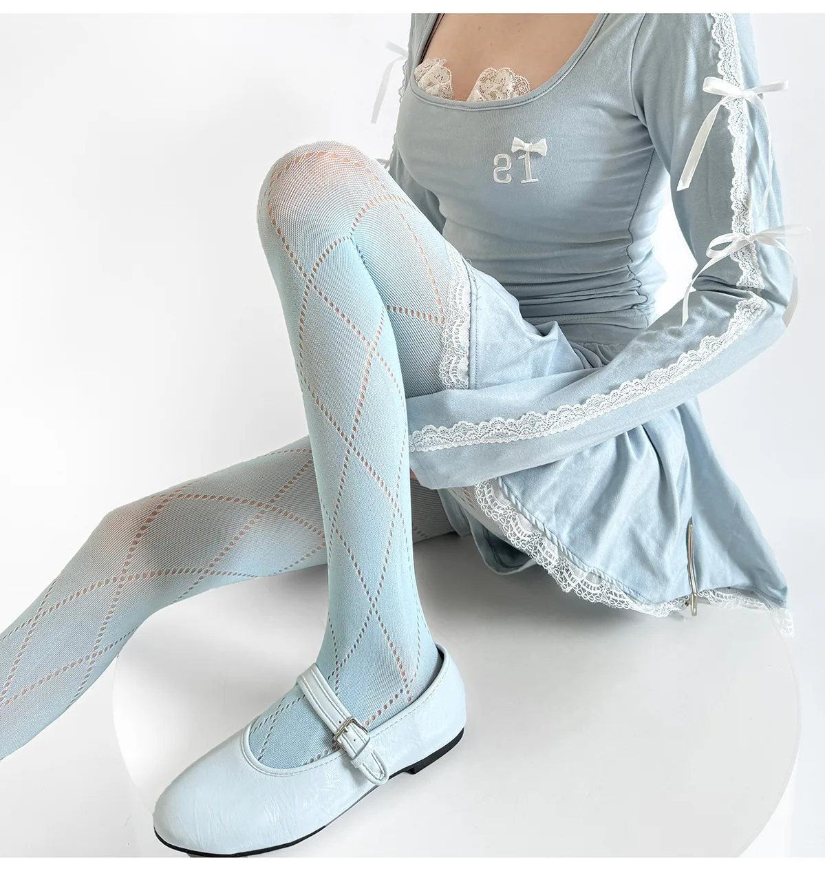 Damen Vintage Diamant-Netzstrumpfhose, Transparente Argyle-Strumpfhose, Atmungsaktive Sommerstrümpfe Lolita, Tägliches Tragen, Party, Freizeitoutfits – Detail 5