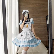 

Cute Fashion Two-Dimensional Anime Cosplay Maid Outfit Set Alice Poker Design Lolita Hottie Kawaii Maid Cafe Role Play Costume