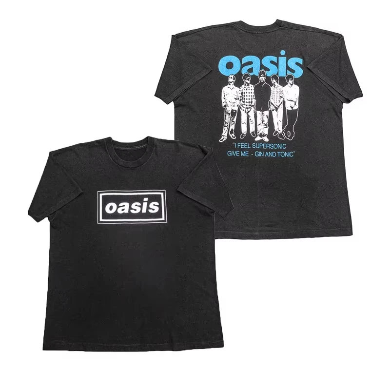 Retro Oasis Rock Punk Band T-Shirt Baumwolle Grafik-Shirt Herren Damen Sommer Streetwear
