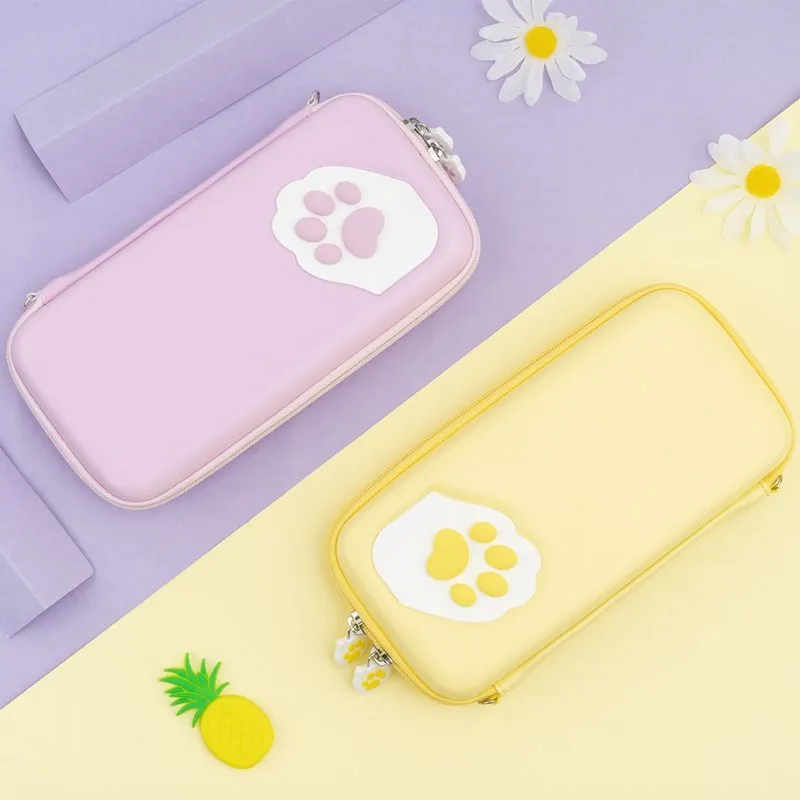 GeekShare 닌텐도 스위치 보관 가방, 귀여운 고양이 클로 CP 하드 휴대용 가방, 스위치 라이트 및 OLED 카드 박스, NS 게임 콘솔용