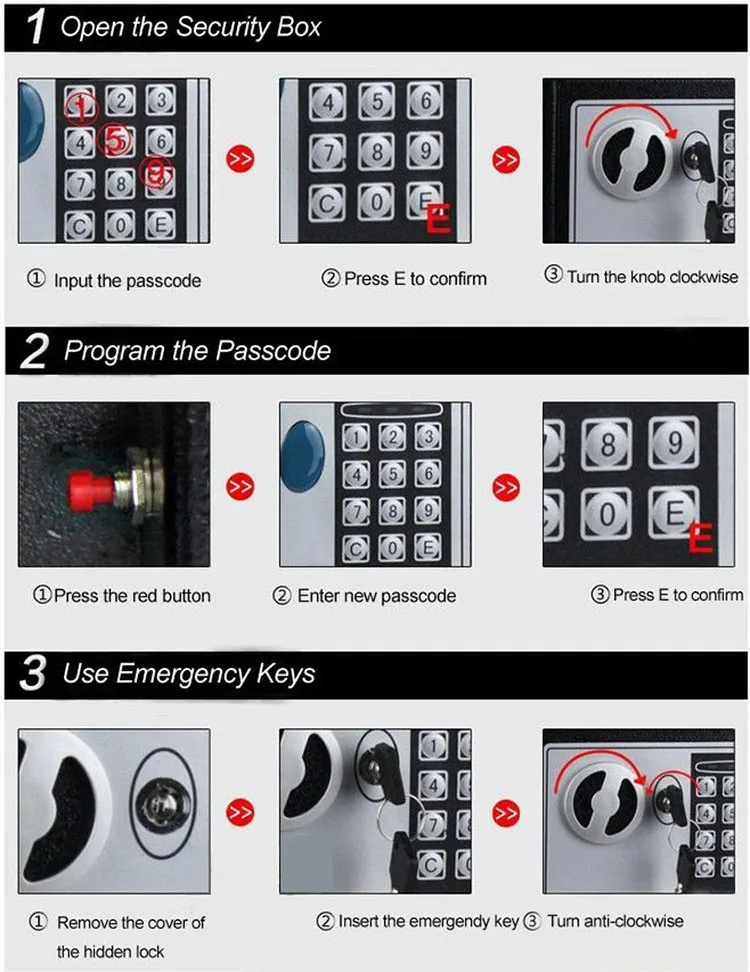 Small Digital Safe Steel Money Room Safe with Key for Safe Storage of Money, Jewelry or Documents Fireproof Money Holder