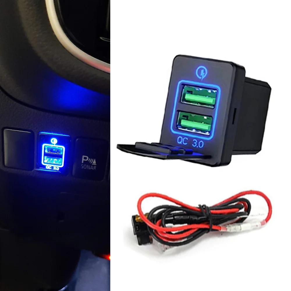 

For Mitsubishi Outlander 3 2018 Xpander 2018 Eclipse Cross ASX Car Quick 3.0 Charge Dual USB Fast Charging Phone Charger Adapter