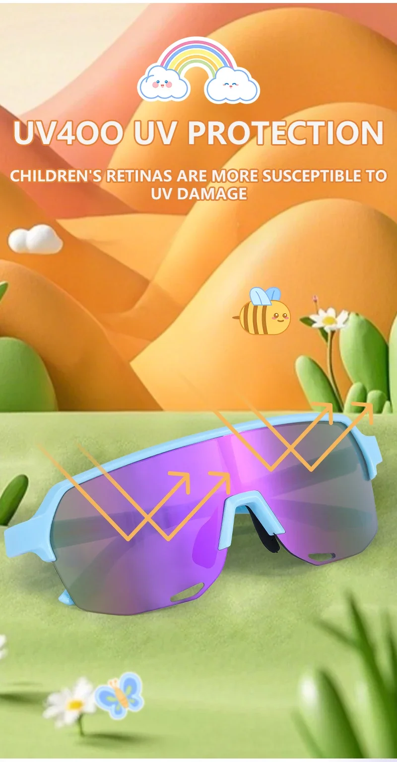 SCVCN Outdoor Kinder-Fahrradsonnenbrille Rennrad-Brille Teenager-Sportbrille UV400-Schutzbrille Mädchen MTB Camping-Brille – Detail 7