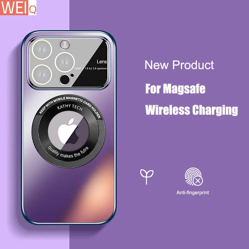 

Матовое закаленное стекло AG для Magsafe, магнитный чехол с беспроводной зарядкой для iPhone 14Plus, 11, 12, 13, 14 Pro Max, противоударный чехол для телефона