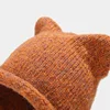 New Fashion Cute Knitting Beanie Hat 2022 Autumn Winter Knitted Wool Caps Girl Cat Ear Pointed Pullover Women Bonnet Hats 4