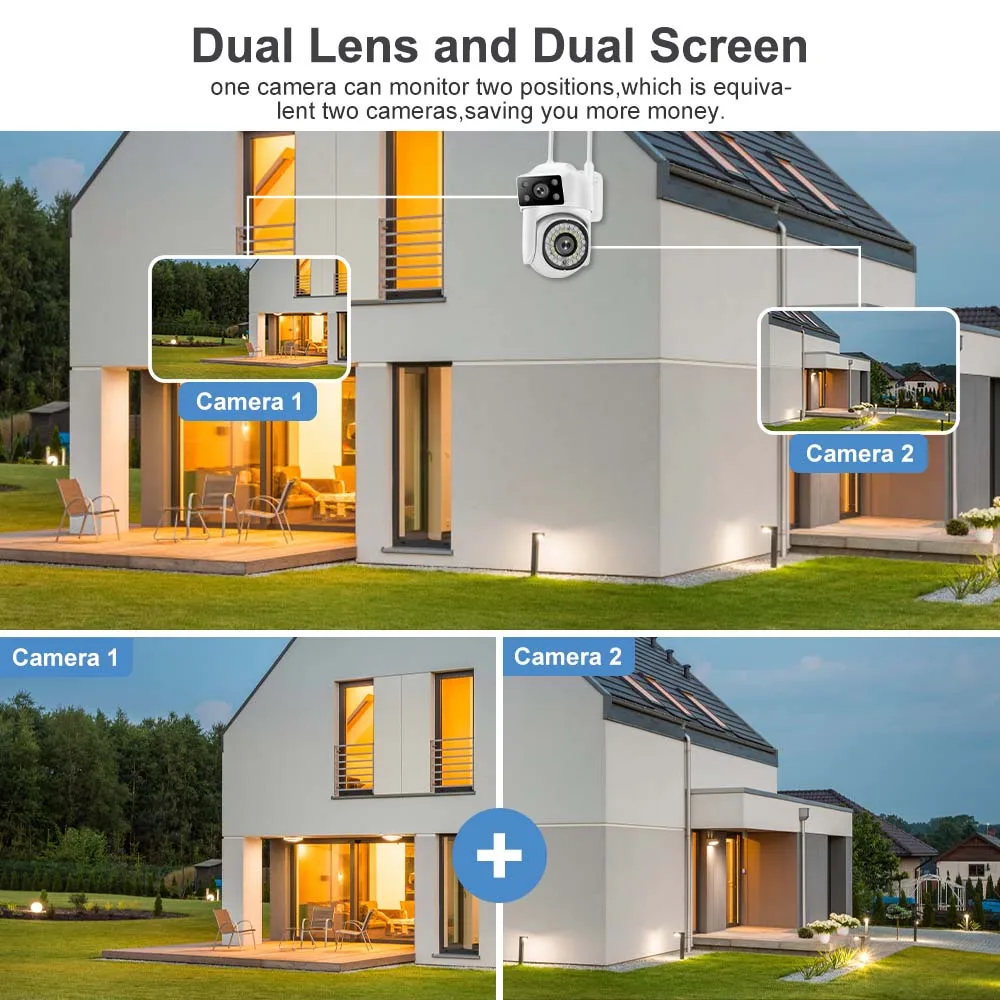 8MP 4K Dual Lens WIFI Surveillance Camera Outdoor IP Camera Video CCTV Dual Screen Auto Tracking IP66 Waterproof 8X Digital Zoom