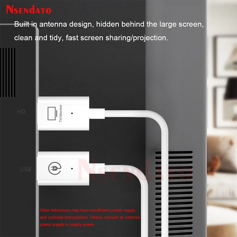 50M HDMI Wireless Video Transmitter Receiver Extender Kit HDMI TV Stick Dongle Adapter For Casting Mirroring TV PC Monitor