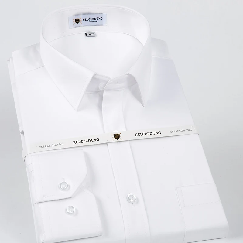 Dress Shirts Men's Non Iron Standard-fit Solid Basic Dress Shirt Formal Business Premium Cotton Male Long Sleeve Work Office Shirts